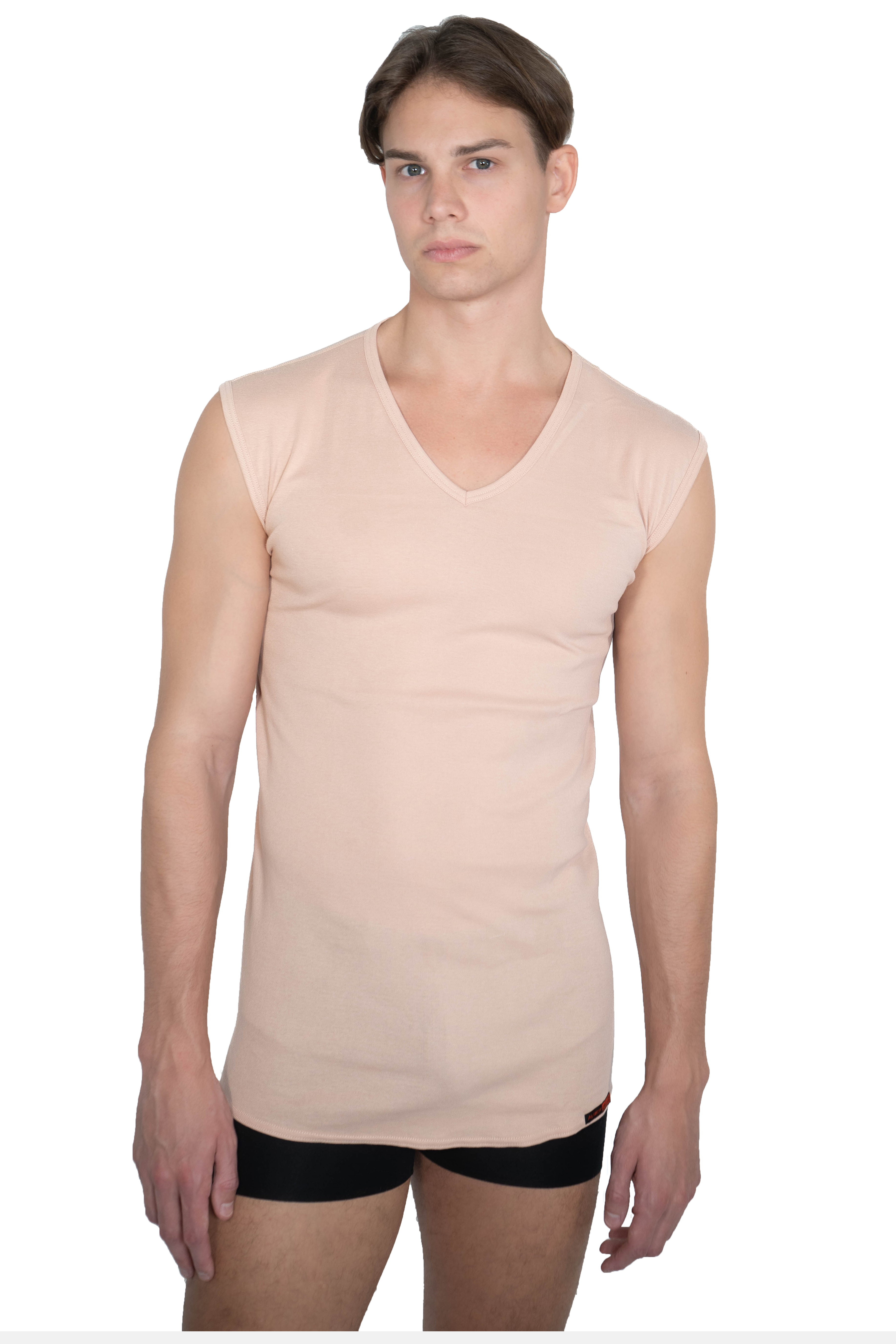 ALBERT KREUZ | Herren Unterhemd unsichtbar 100% Bio-Baumwolle ohne Arm  V-Ausschnitt